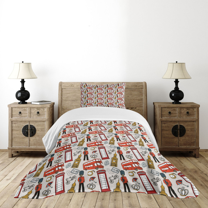 Doodle English Bedspread Set