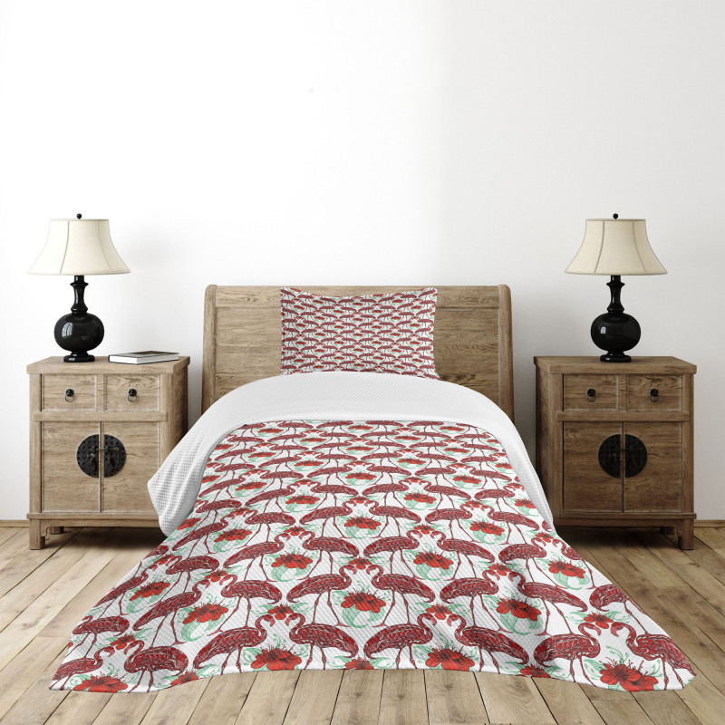 Floral Birds Bedspread Set