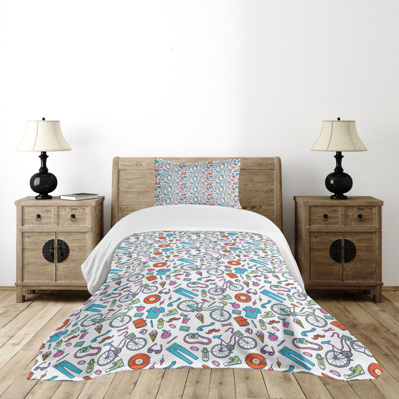 Retro Hipster Lifestyle Bedspread Set