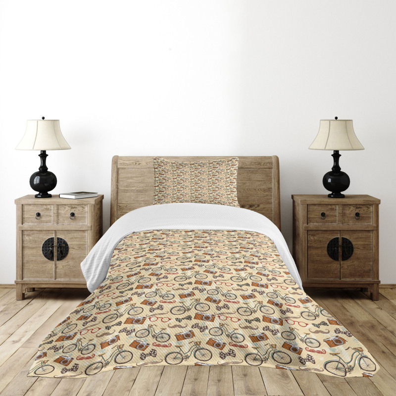 Hipster Gentleman Theme Bedspread Set