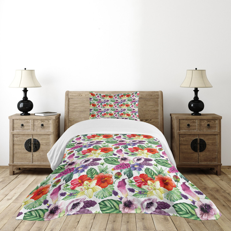 Calla Chinese Hibiscus Bedspread Set