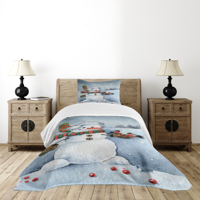 Watercolor Xmas Winter Bedspread Set