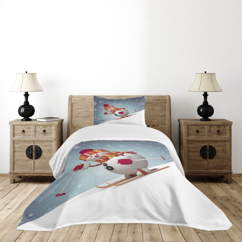 Skiing 3D Style Winter Bedspread Set