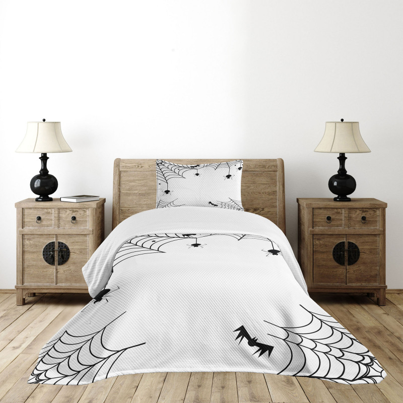 Spiders Bats Cobweb Bedspread Set