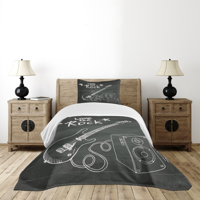 Love Rock Music Sketch Bedspread Set