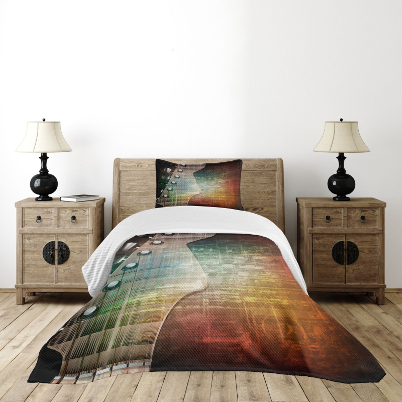 Grunge Retro Tuning Pegs Bedspread Set