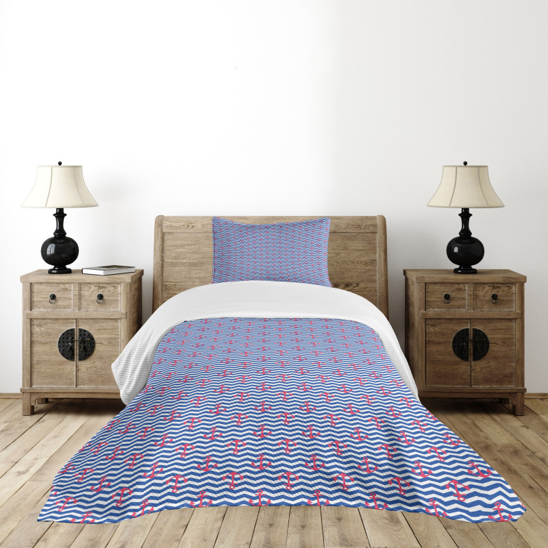 Geometric Coastal Design Bedspread Set