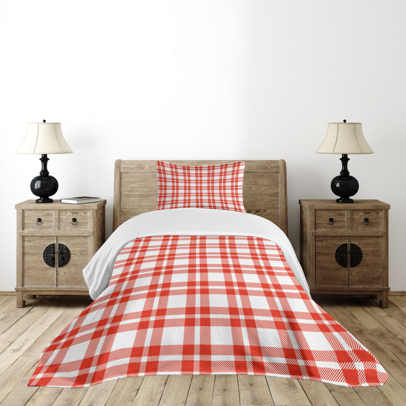 Retro-Modern Checkered Bedspread Set