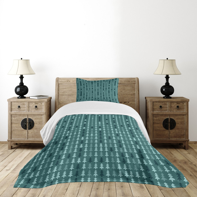 Abstract Pine Tree Xmas Bedspread Set