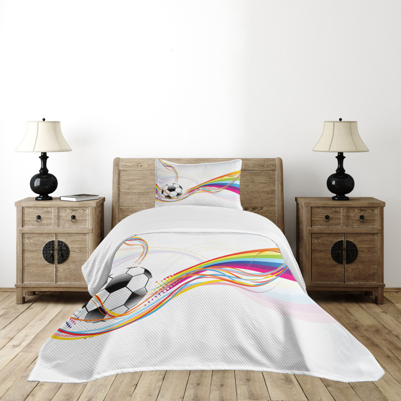 Rainbow Pattern Line Bedspread Set