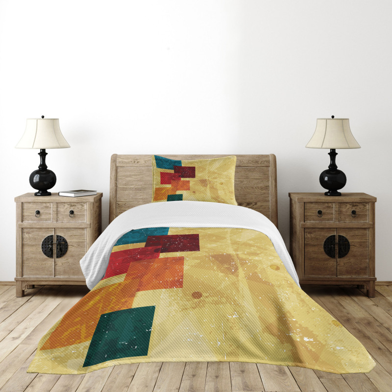 Grunge Squares Bedspread Set