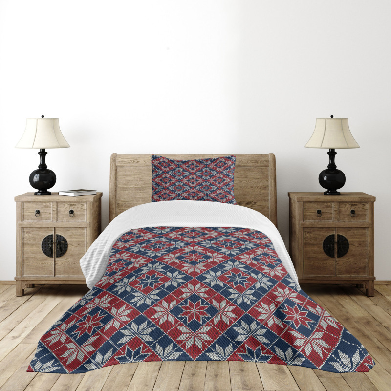 Tartan Geometric Floral Bedspread Set