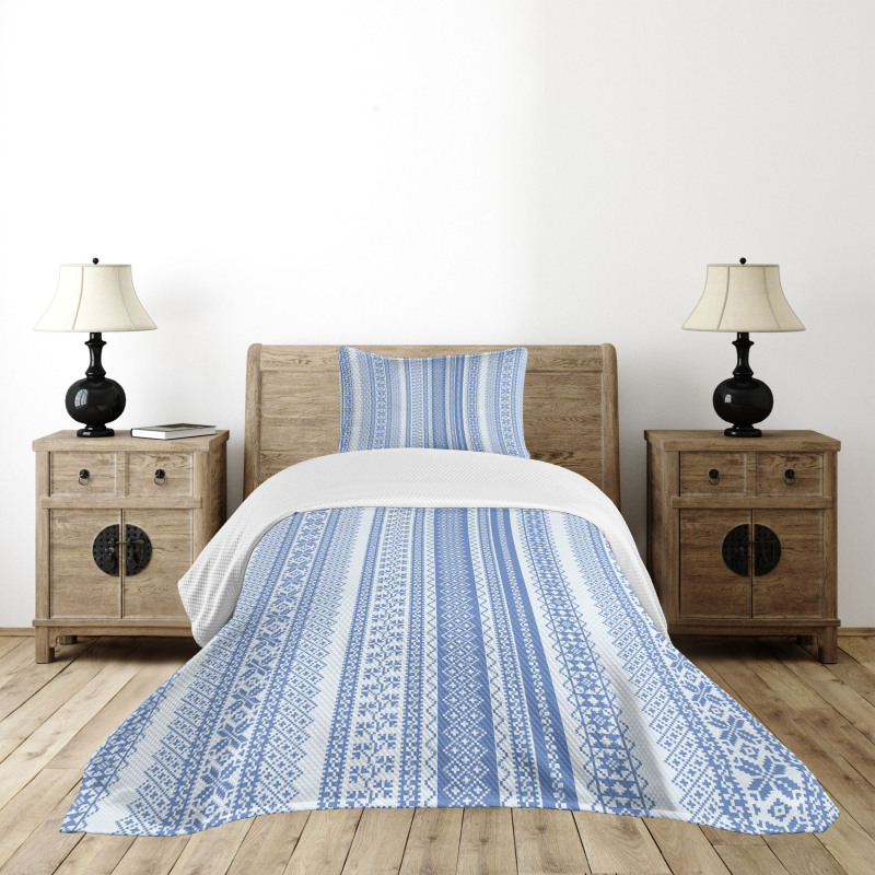 Geometric Chevron Flower Bedspread Set