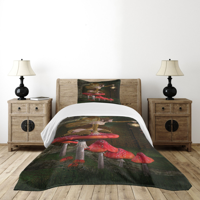 Mythical Fairy Mushroom Bedspread Set