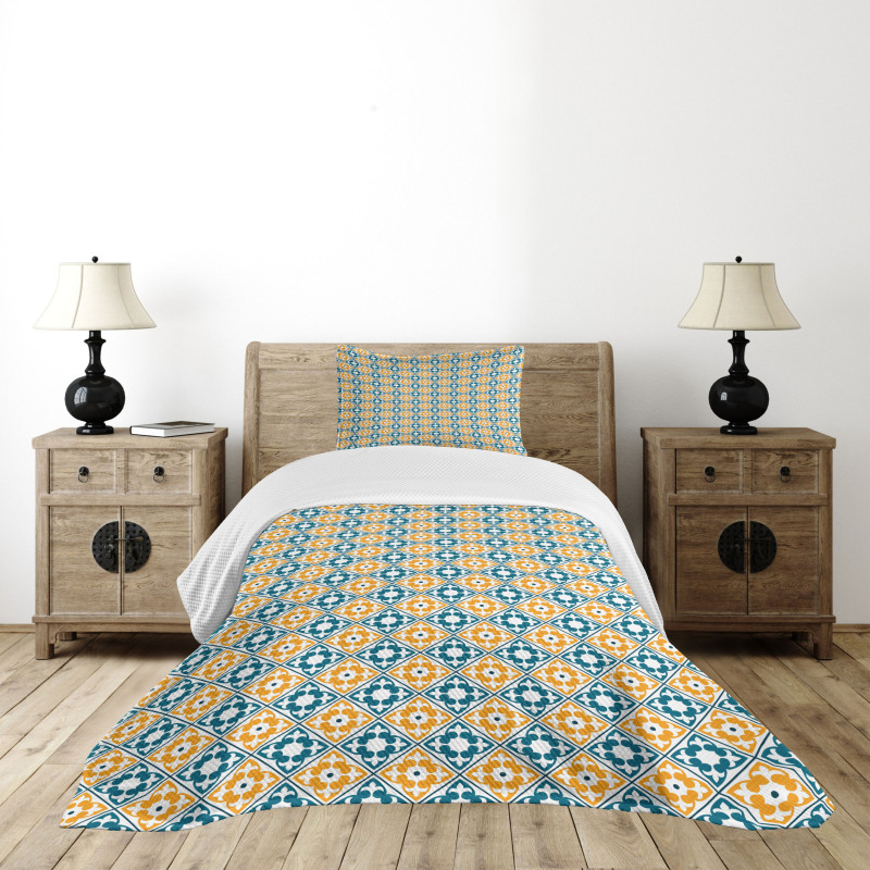 Spanish Azulejo Style Bedspread Set