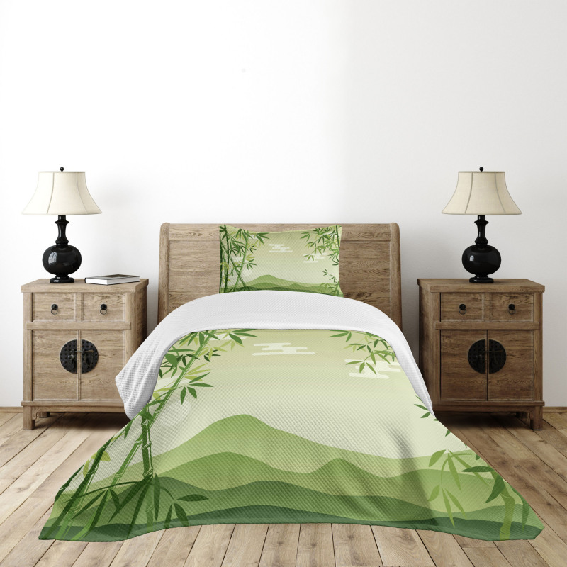 Japanese Bamboo Tree Bedspread Set