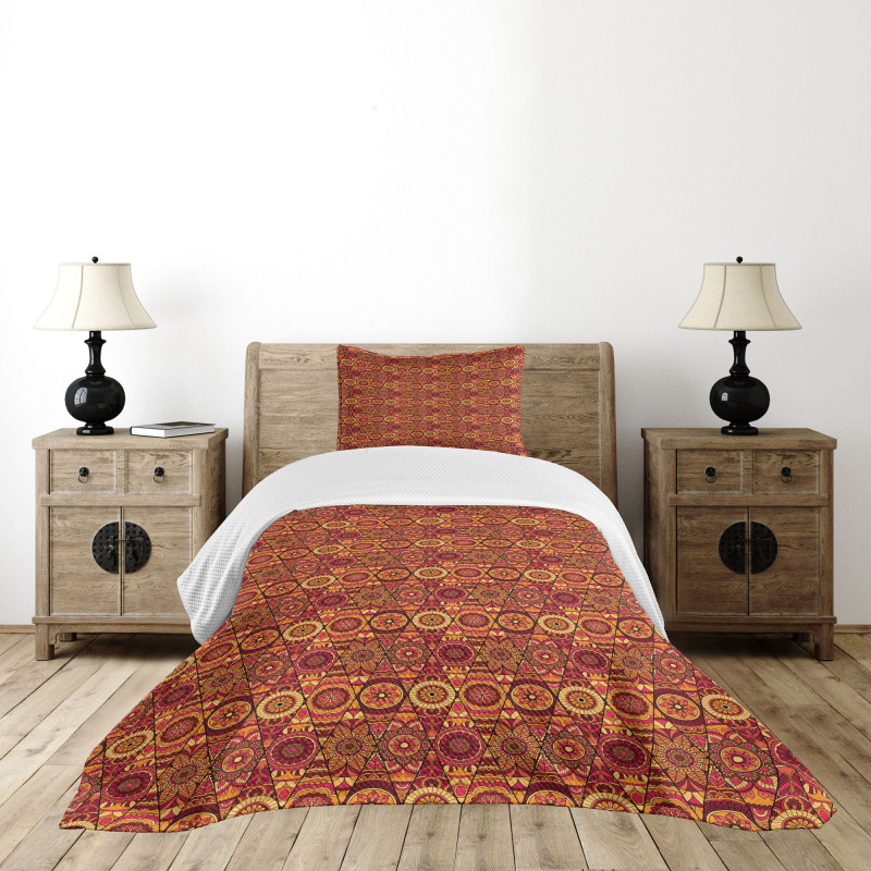 Floral Boho Geometric Bedspread Set