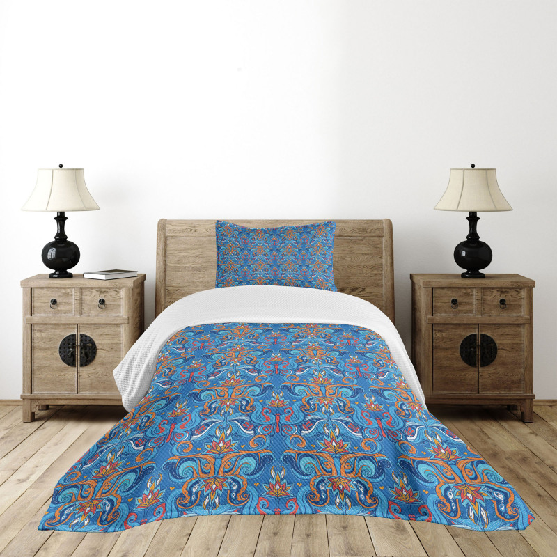 Abstract Floral Ornaments Bedspread Set