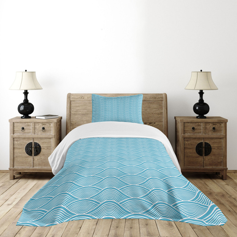 Japanese Ocean Sea Waves Bedspread Set