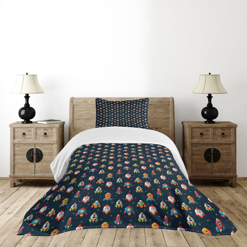 Cartoon Style Space Bedspread Set