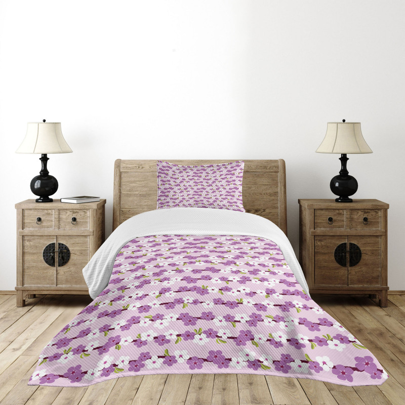 Cherry Branches Bloom Bedspread Set