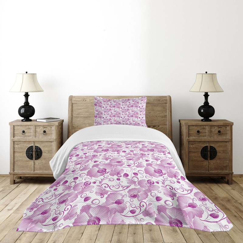 Ornate Floral Curly Leaf Bedspread Set