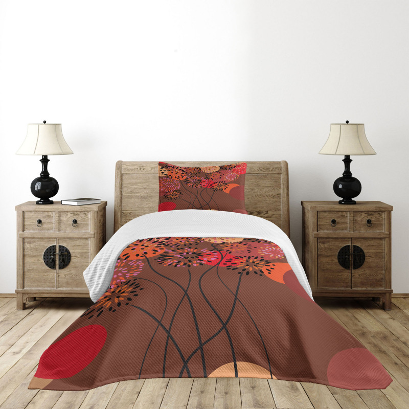 Floral Line Stalks Bedspread Set