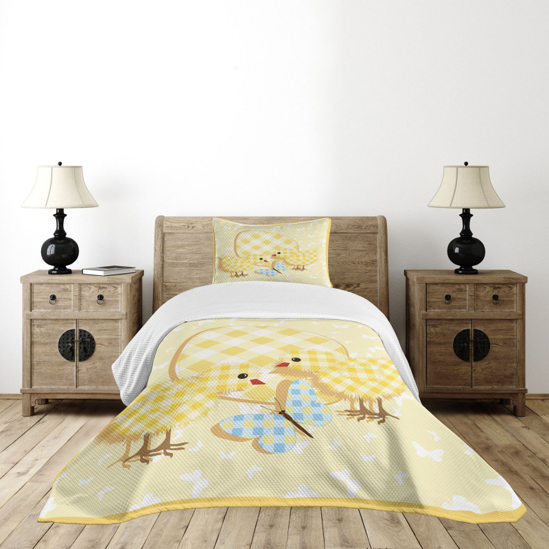 Plaid Patterned Animals Bedspread Set