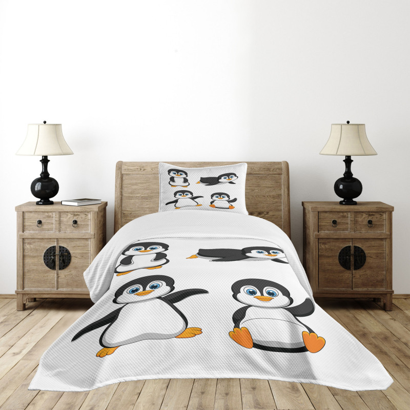 Penguin Cartoon Fun Bedspread Set