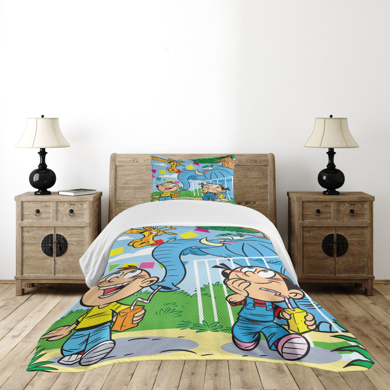 Mischievous Elephant Boy Bedspread Set