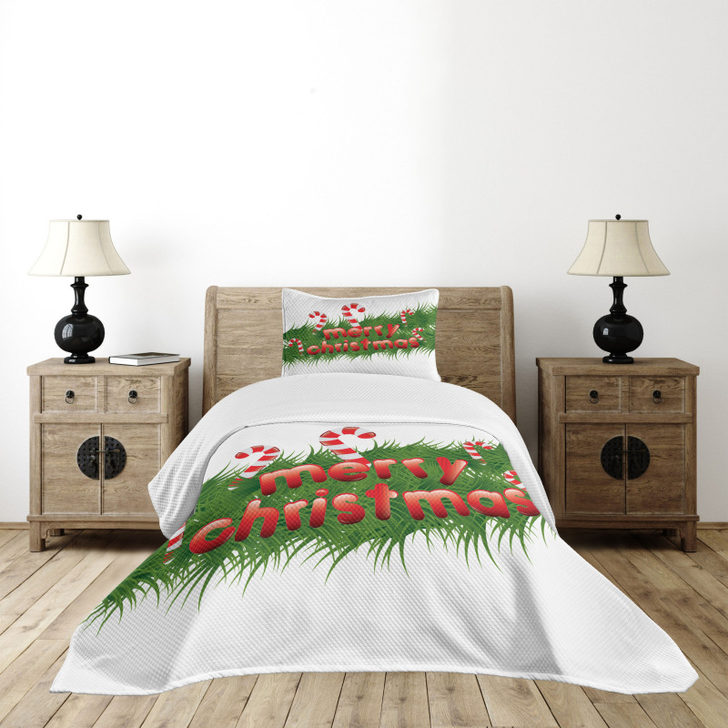 Candy Canes Garland Bedspread Set