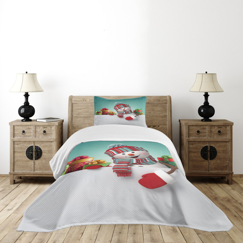 Snowman and Boxes Bedspread Set