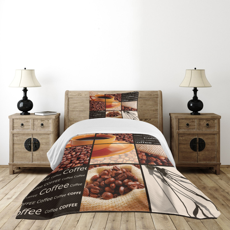 Hot Beverage Orange Cup Bedspread Set