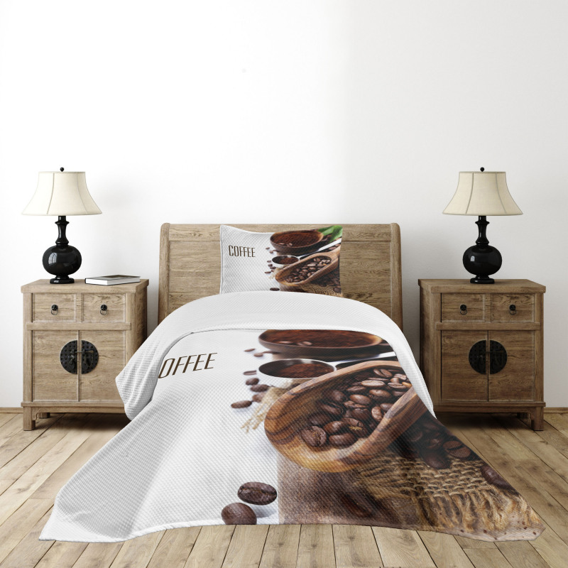 Ground Coffee Beans Bedspread Set