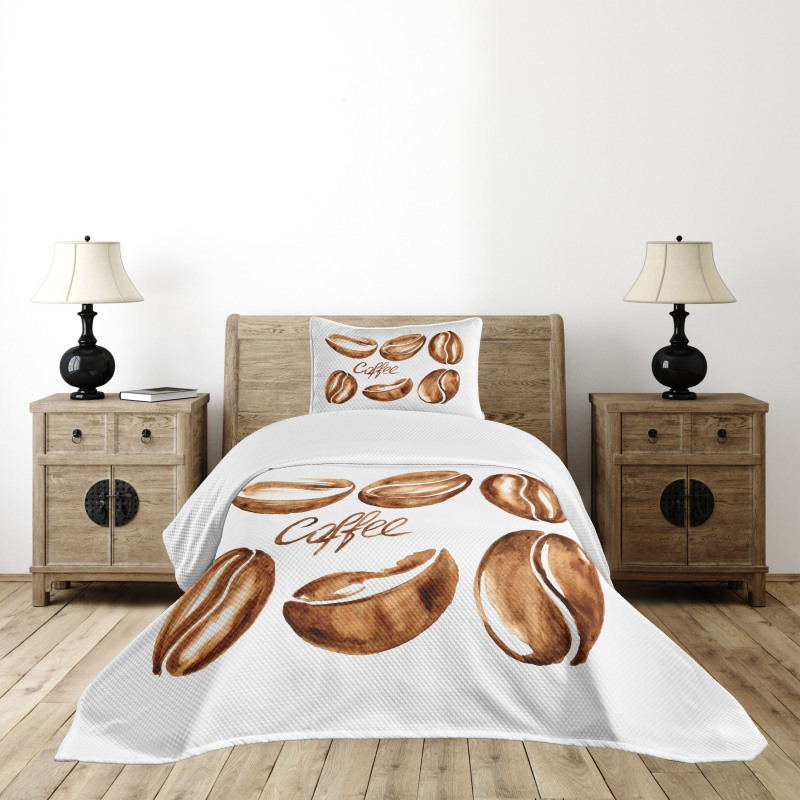 Watercolor Effect Beans Bedspread Set