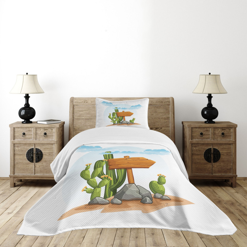 Cartoon Desert Flora Bedspread Set