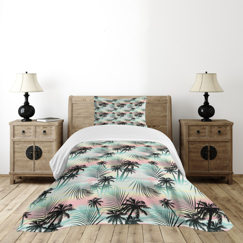 Summer Palm Trees Fern Bedspread Set