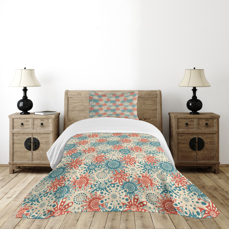 Hippie Floral Art Bedspread Set