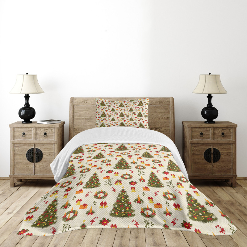 Cartoon Trees Bells Bedspread Set