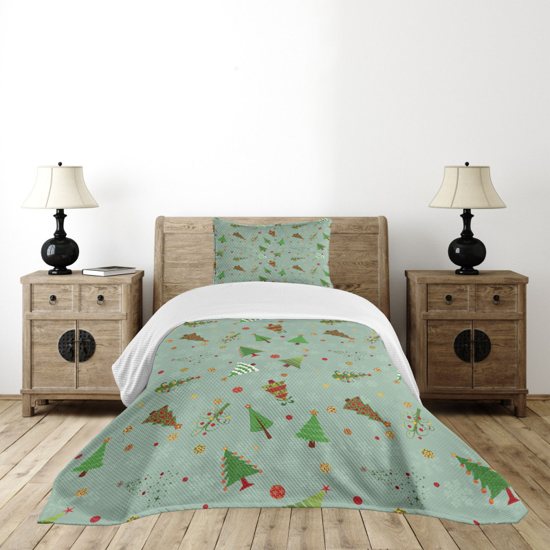 Holiday Tree Pattern Bedspread Set