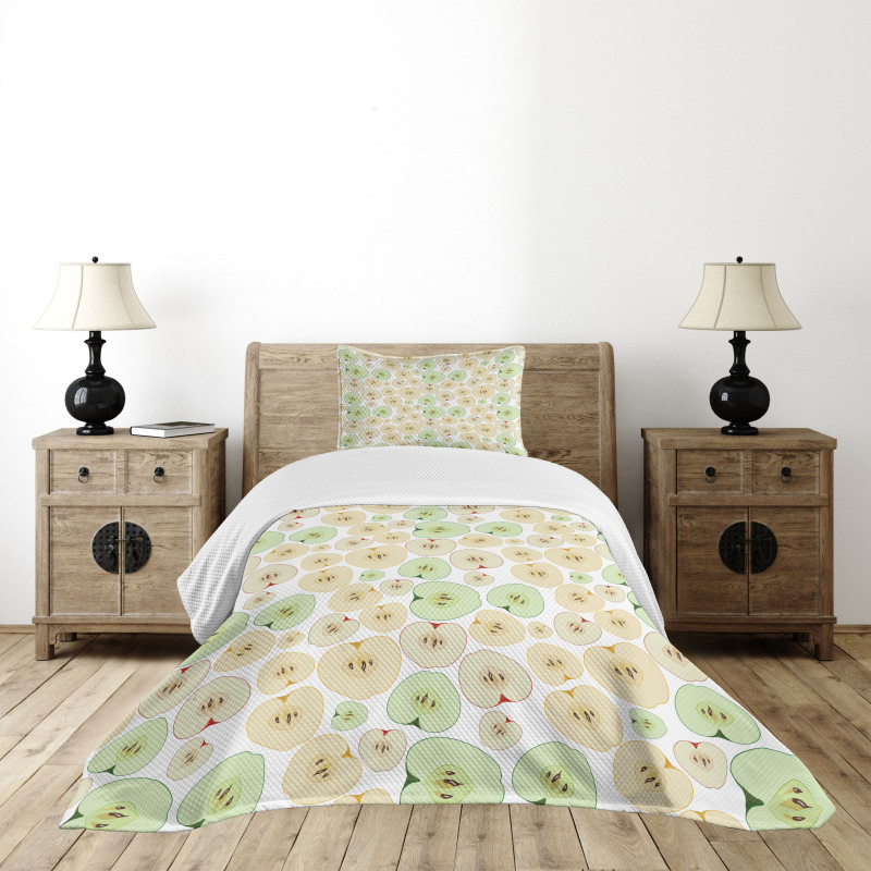 Fruits Cut in Half Seeds Bedspread Set