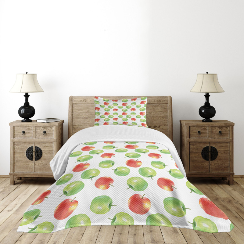 Watercolor Fruit Pattern Bedspread Set