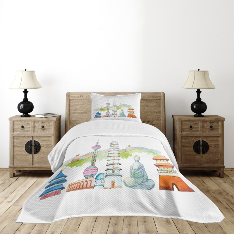 Landmarks Watercolor Bedspread Set