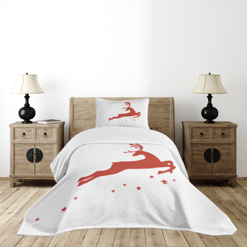 Jumping Reindeer Stars Bedspread Set