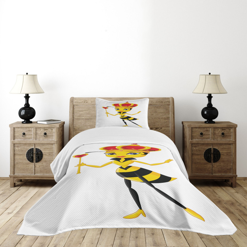 Cartoon Style Bee Bedspread Set