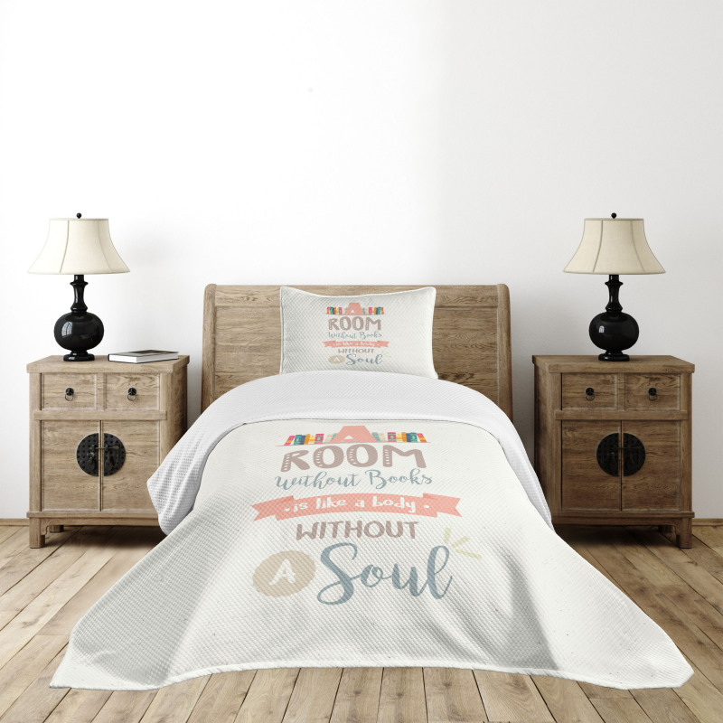 Book Shelf and a Words Bedspread Set