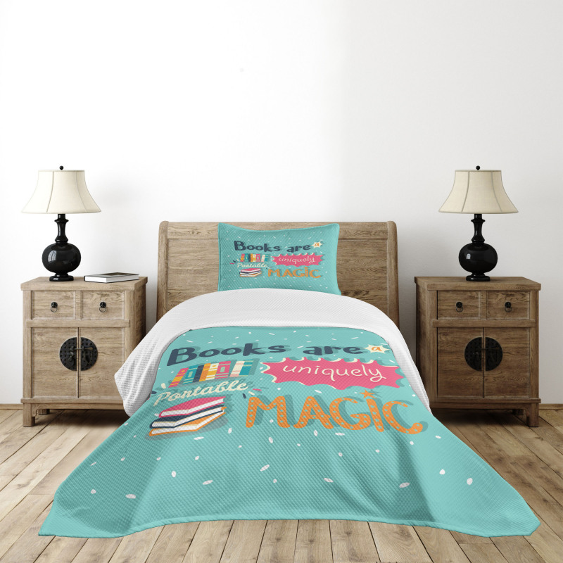 Books are Magic Pale Color Bedspread Set