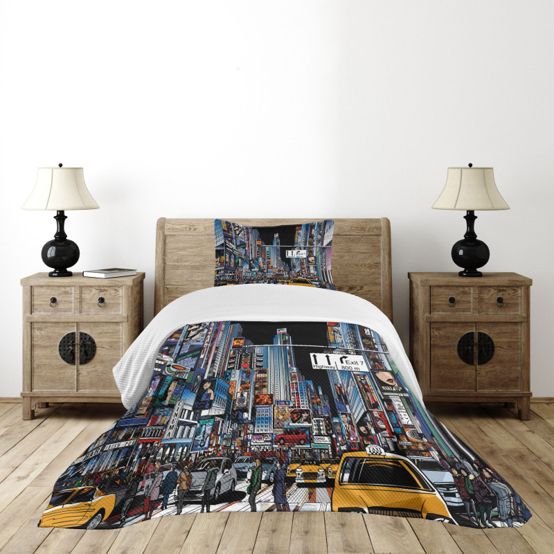 Night Scene New York Bedspread Set