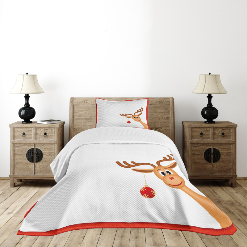 Reindeer Xmas Theme Bedspread Set