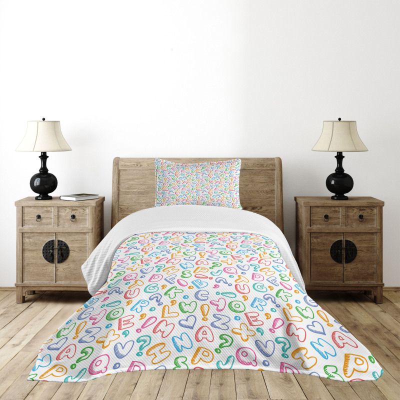 Colored Letters Bedspread Set